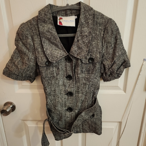 Heather Grey Shortsleeve Blazer Medium - Picture 2 of 5